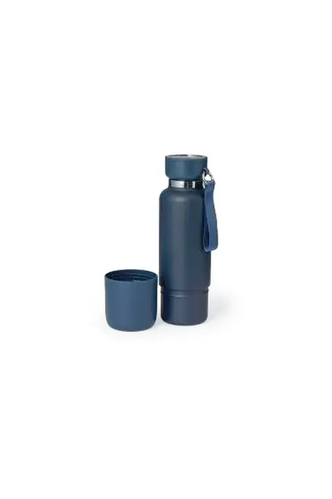 Makito Flautrok · Bidón térmico con vaso y lanyard