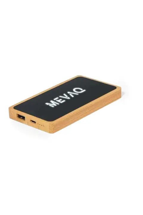 Makito Koby · Power bank de bambú con logo luminoso