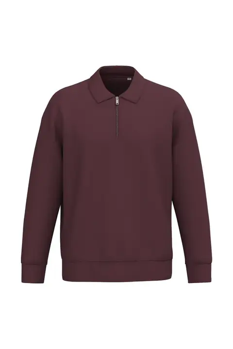 Native Spirit NS432 · Sudadera unisex con cuello polo y 1/4 de cremallera
