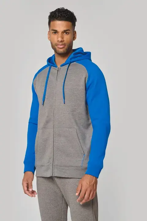 Proact PA380 · Sudadera bicolor con capucha y cremallera unisex
