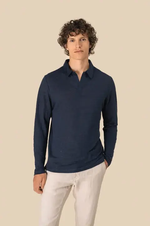 Spasso SP202 · Polo manga larga de lino Hombre